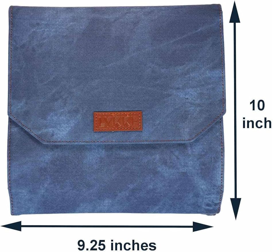 Lykke Indigo 5.5, 6.5 & 7.5 Inch Long Interchangeable Knitting Needles Birch Wood US Sizes US Sizes 7, 8, 9, 10, 10.5, 11, 13, 15, 17 with 5 Cords, connectors, Keys, Azure Denim Case, Project Bag