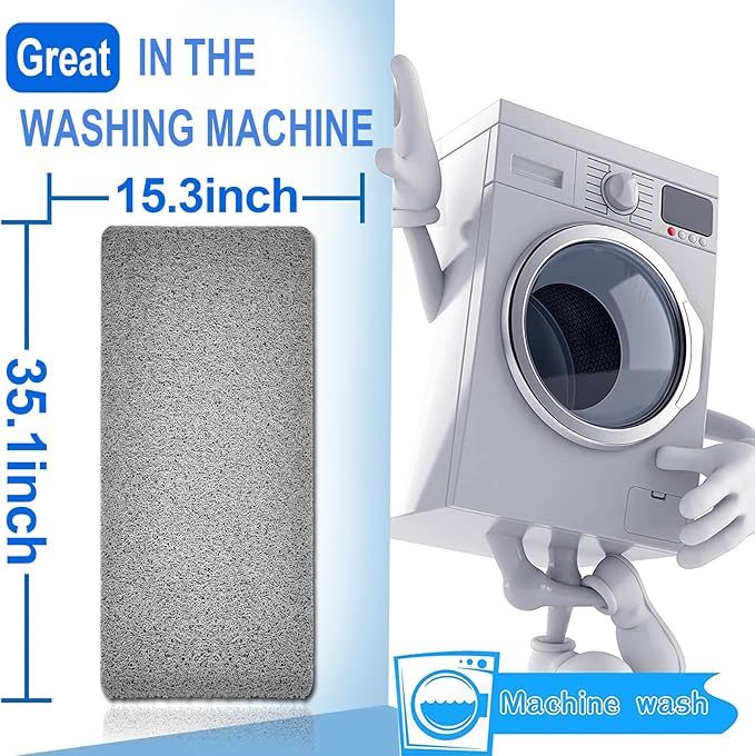 Shower Mats Non Slip,16x36'' Long Bathtub Mat Non-Slip for Bathroom Tub,Shower Mats for Showers Anti Slip for Elderly,Loofah Anti Slip Shower Matt,Shower Stall Mat for Inside Shower-Grey