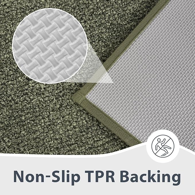 Bathroom Rugs 30" x 46", Non-Slip Extra Soft Absorbent Bath Rugs, Machine Washable Quick Dry Bath Mats for Bathroom Floor, Shower, Bathtub and Sink, Olive Green & Green