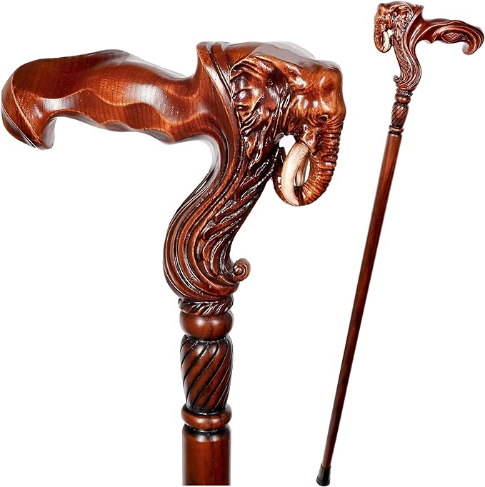 Luxury Handmade Wooden Walking Cane – Premium Carved Solid Wood, Ergonomic Comfort Grip, Designer Canes for Men & Women, Elegant Fashionable Walking Stick 36