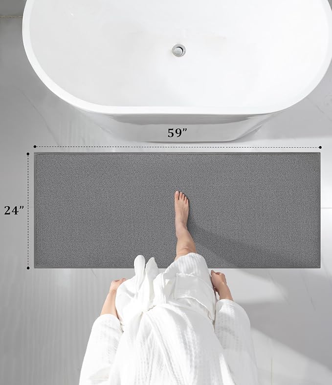 YIHOUSE Bathroom Rugs Mat 24x59, Non Slip Quick Dry Bath Mats for Bathroom Absorbent Ultra Thin Bath Rugs Machine Washable Fit Under Door for Sink, Cabinet, Laundry (Grey, 24"x59")