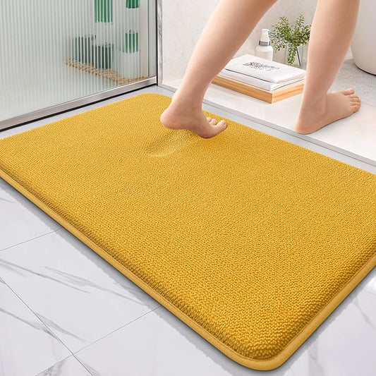 OLANLY Thick Memory Foam Bath Mat Rug 36x24, Extra Soft Absorbent Bathroom Rug, Quick Dry Bath Mats, Non-Slip, Machine Washable Carpet for Floor, Tub and Shower, Home Decor Accessories, Golden Yellow