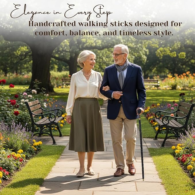 All Black Snake Handle Spiral Wooden Walking Cane