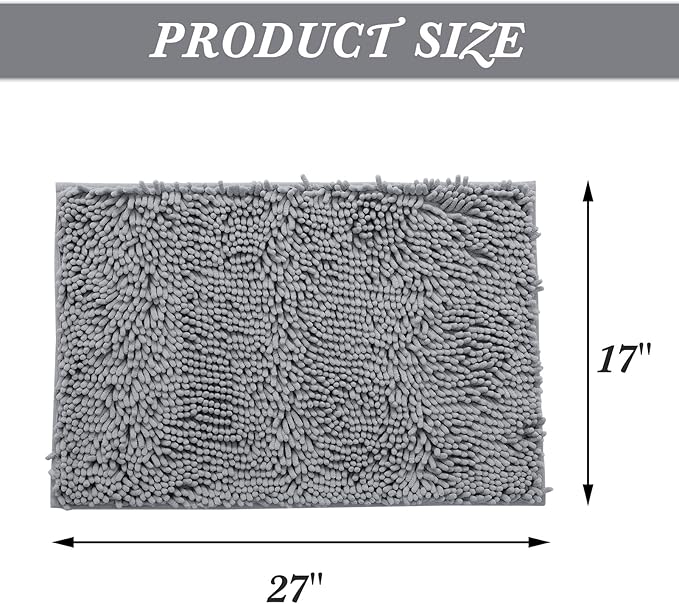 Non-Slip Bath Rug,Extra Soft Microfiber Bedroom Shag Carpet with Anti-Slip Backing,Water/Dust Absorbent Fast Dry Shower Mat,Sound Insulated Stairs Pad,Machine Washable (Dark Grey,17 x 27 Inches)