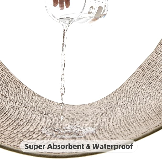 Large Bathroom Rugs Non Slip Washable Bath Rugs Super Absorbent Bathroom Rug Thin Quick Dry Low Pile Bath Mats, Beige 36"x60"