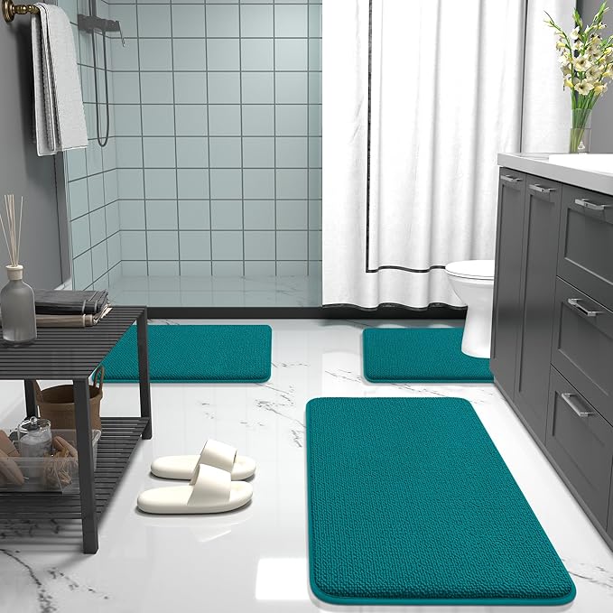 OLANLY Thick Memory Foam Bath Mat Rug 36x24, Extra Soft Absorbent Bathroom Rug, Quick Dry Bath Mats, Non-Slip, Machine Washable Carpet for Bathroom, Tub and Shower, Home Decor Accessories, Deep Lake