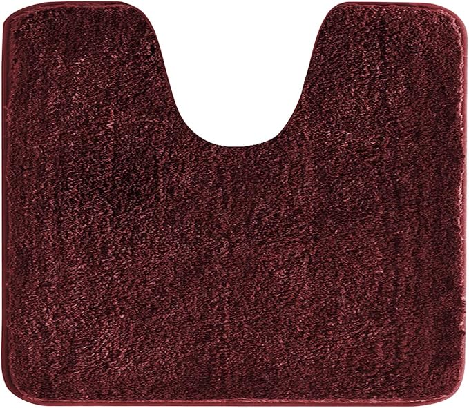 Suchtale Non Slip Bath Mat - Soft Microfiber Shaggy Bath Mat, Machine Washable, Thick Plush U Shape Toilet Rug (20 x 24, Red)
