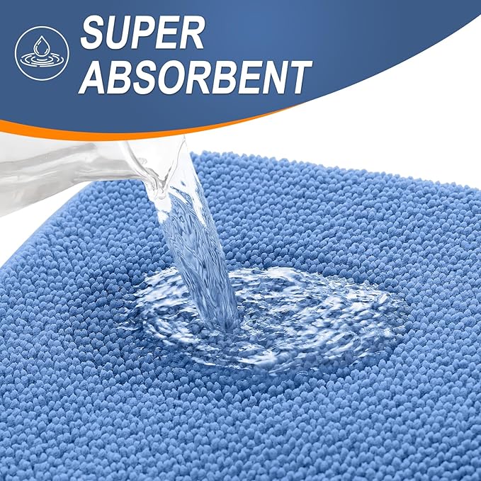 OLANLY Thick Memory Foam Bath Mat Rug 44x24, Extra Soft Absorbent Bathroom Rug, Quick Dry Bath Mat, Non-Slip, Machine Washable Carpet for Floor, Tub and Shower, Home Decor Accessories, Cornflower Blue