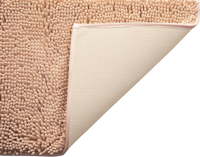 Non-Slip Bath Rug,Extra Soft Microfiber Bedroom Shag Carpet with Anti-Slip Backing,Water/Dust Absorbent Fast Dry Shower Mat,Sound Insulated Stairs Pad,Machine Washable (Camel,19 x 31 Inches)