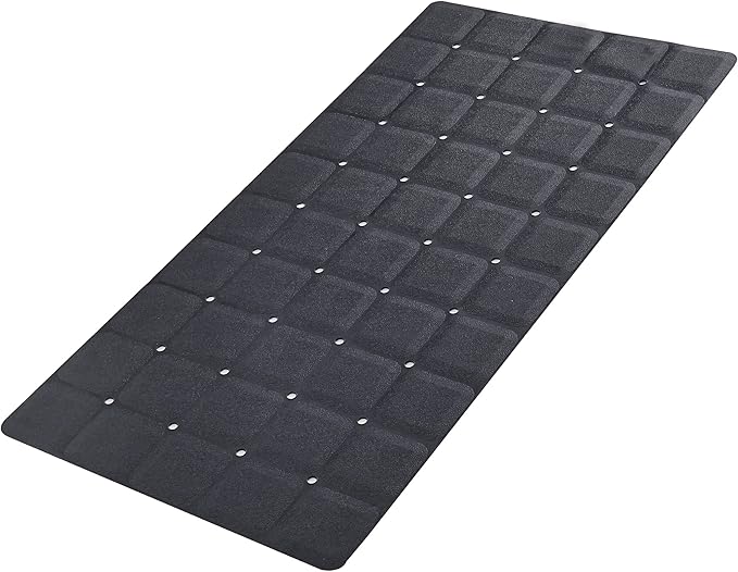 Foldable Silicone Bathtub Mat: Jumbo Size Heavy Duty Safety Bath Mat for Tub Without Suction Cups Non Slip Bath & Shower Mat for Textured, Reglazed, Refinished Tub (Black, 35.8 x 17.7)