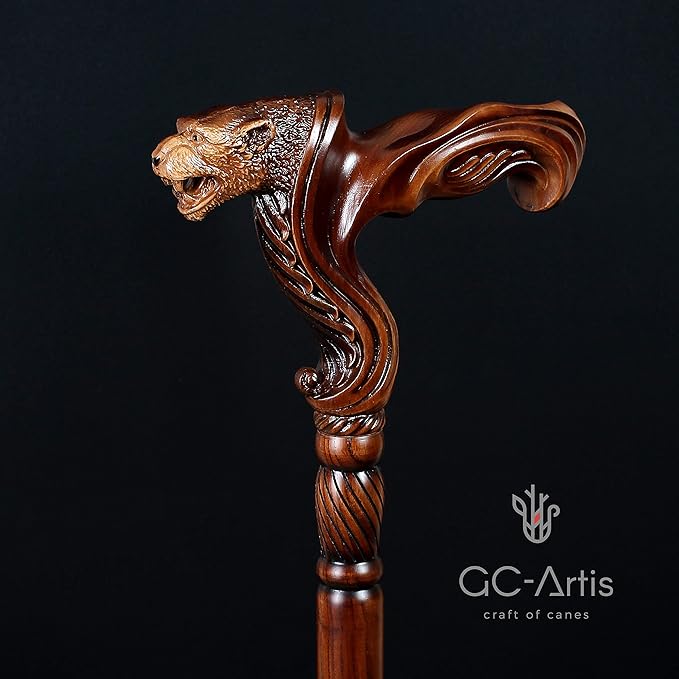 Luxury Handmade Wooden Walking Cane – Premium Carved Solid Wood, Ergonomic Comfort Grip, Designer Canes for Men & Women, Elegant Fashionable Walking Stick 36