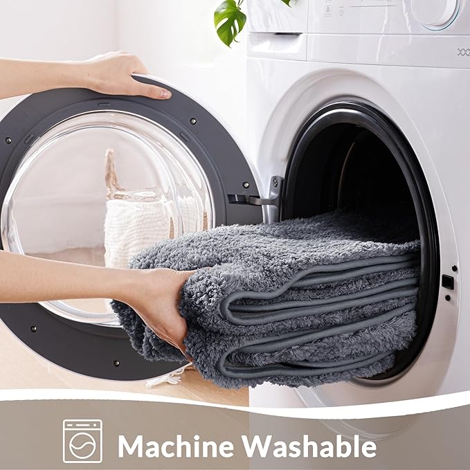 Exclusivo Mezcla Bathroom Rugs Mat 17x24, Extra Soft Non Slip Absorbent Water Microfiber Bath Rugs, Machine Washable Quick Dry Bath Mats for Bathroom Floor, Shower, Home Decor, Solid Grey