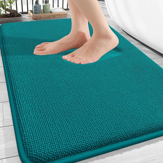 OLANLY Thick Memory Foam Bath Mat Rug 30x20, Extra Soft Absorbent Bathroom Rug, Quick Dry Bath Mats, Non-Slip, Machine Washable Carpet for Bathroom, Tub and Shower, Home Decor Accessories, Deep Lake