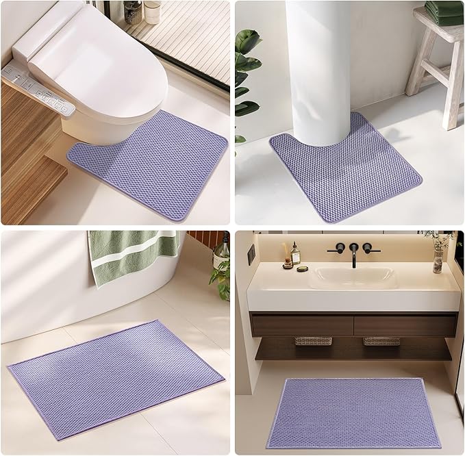 Bathroom Runner Rugs, Long Bath Mat Runner Washable Thin Quick Dry Low Pile Bathroom Runner Rugs Non Slip, Lavender 16"x60"