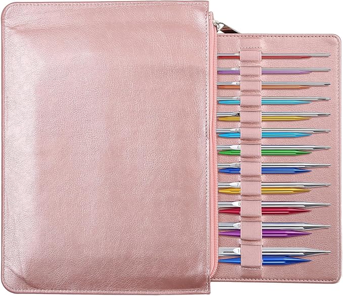 12Pairs Interchangeable Tunisian Crochet Hook Set 3.0mm-10mm Aluminum Circular Knitting Needle for Sweater Blanket Bag