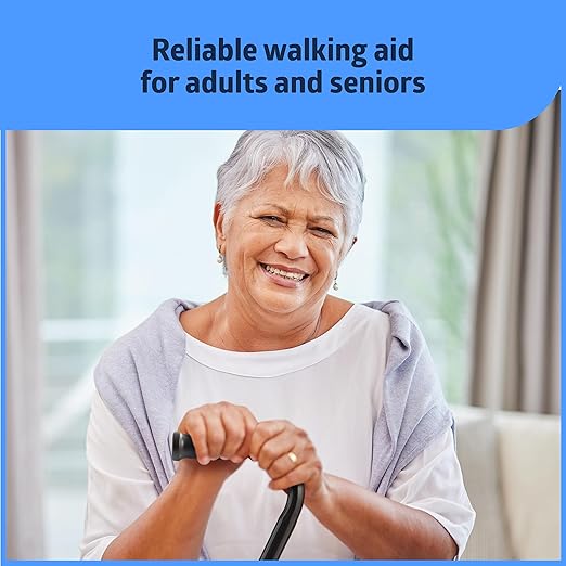 Medline Aluminum Quad Cane with Large Base for Balance, Knee Injuries, Leg Surgery Recovery & Mobility, Portable, Lightweight Walking Aid for Seniors & Adults - Cane Supports 300 lbs and Weighs 4 lbs