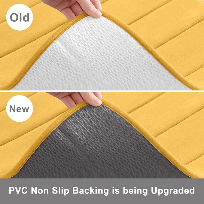 Buganda Memory Foam Bath Mat, 44" x 24", Ultra Soft and Non-Slip Bathroom Rugs, Water Absorbent and Machine Washable Bath Rug Runner for Bathroom, Shower, and Tub, Yellow