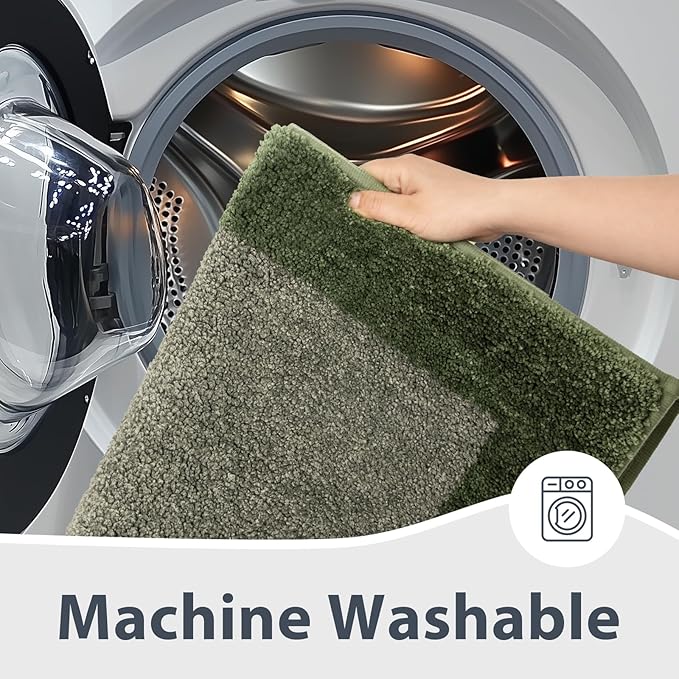 Bathroom Rugs 30" x 60", Non-Slip Extra Soft Absorbent Bath Rugs, Machine Washable Quick Dry Bath Mats for Bathroom Floor, Shower, Bathtub and Sink, Sage Green & Budding Green