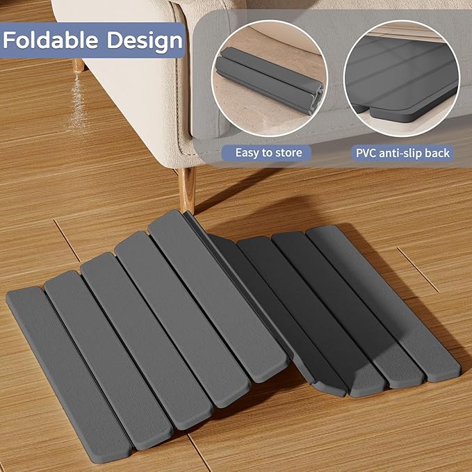 Foldable Stone Bath Mat, Quick Dry Stone Drying Mats for Bathroom, Super Absorbent Bath Mat, Non Slip, Large Diatomaceous Earth Dish Drying Mats for Kitchen Counter 23.5 x 15.4in, Dark Gray