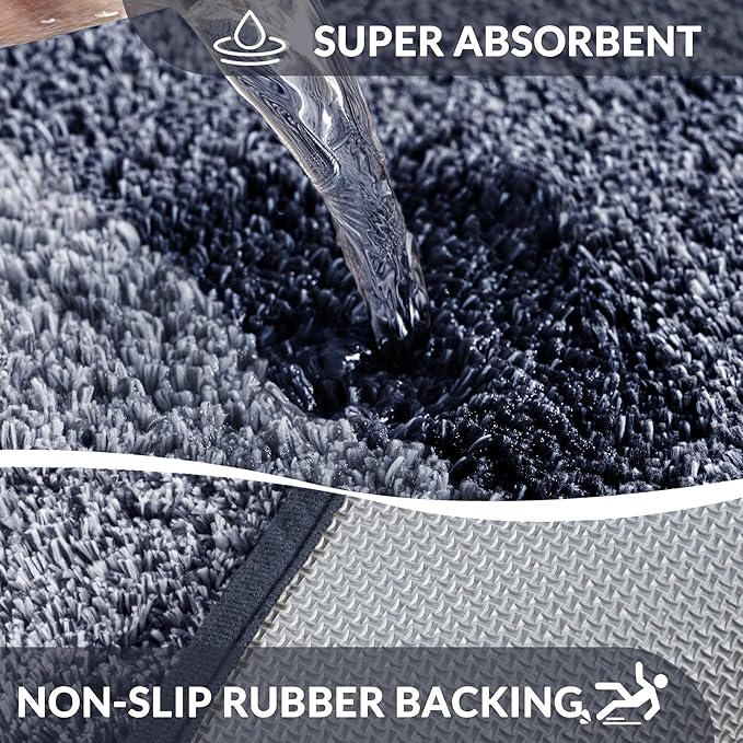 Exclusivo Mezcla Bathroom Rugs Mat 20x30, Extra Soft Non Slip Absorbent Water Microfiber Bath Rugs, Machine Washable Quick Dry Bath Mats for Bathroom Floor, Shower, Home Decor, Gradient Navy Blue