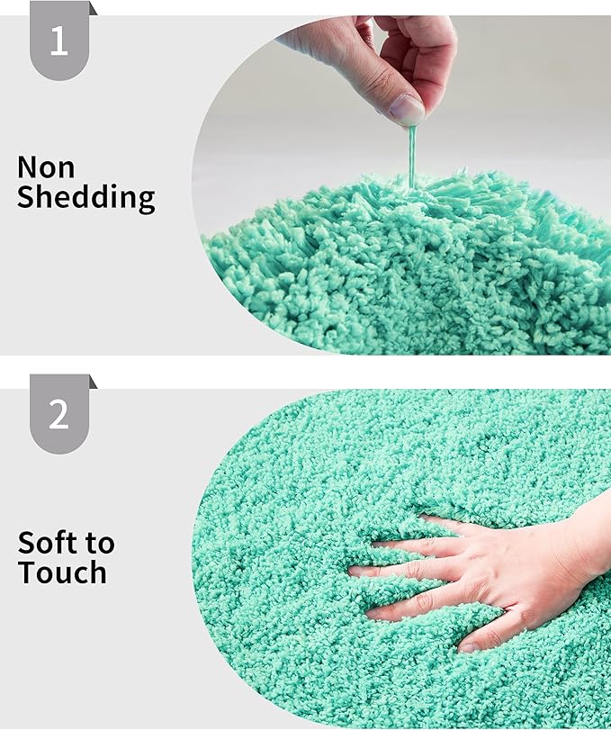 Bathroom Rug 24x48 Non Slip Fluffy Bath Mat for Bathroom Floor Washable Plush Luxury Bath Rug for Tub Soft Absorbent Shower Mat, Spa Blue