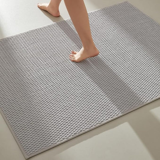 Large Bathroom Rugs Non Slip Washable Bath Rugs Super Absorbent Bathroom Rug Thin Quick Dry Low Pile Bath Mats, Light Grey 36"x60"