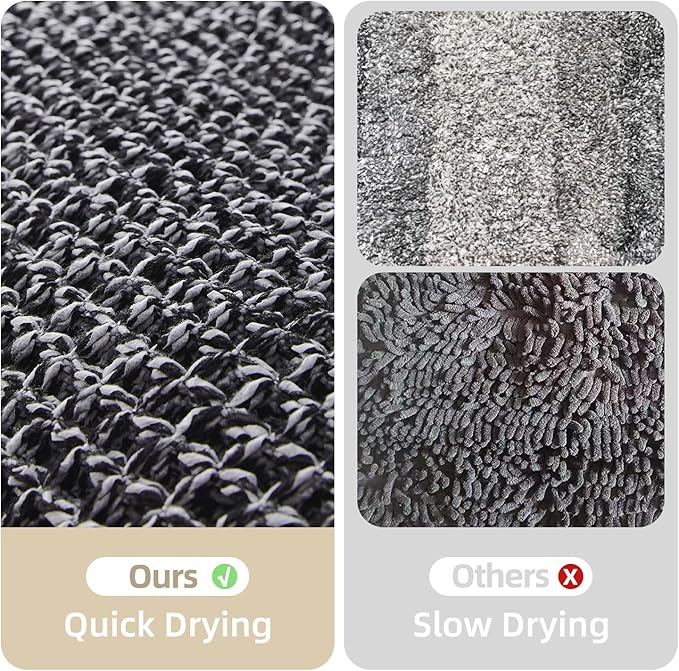 Black and White Bathroom Rugs, Waffle Runner Rug Bathroom Non Slip Washable Long Super Absorbent Quick Dry Boho Farmhouse Bath Decor, 72"x24" Black and White