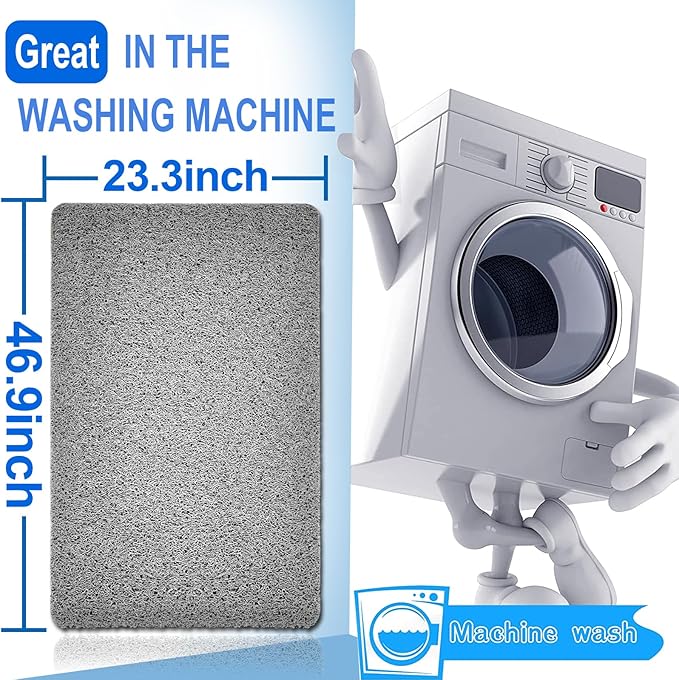 Shower Mats Non Slip for Elderly, 24x47’’Extra Lager Loofah Shower Mat, Loofah Bath Mats for Shower, Non-Slip Bath Mat for Elderly-Grey