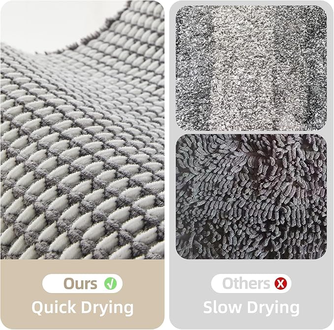 Waffle Bath Mat, Boho Bathroom Rugs Non Slip Washable Super Absorbent Quick Dry Bath Mat Farmhouse Bathroom Decor, 36"x24" Grey and White