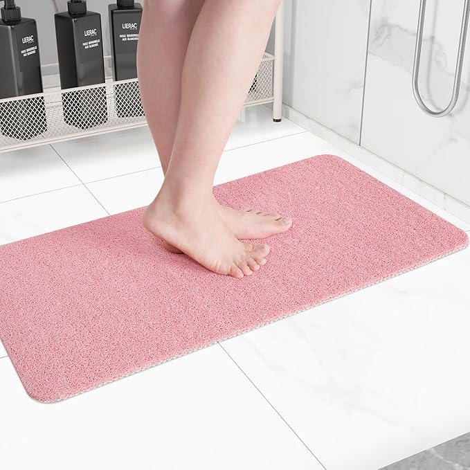 Non-Slip Bathtub Mat, Anti Slip Shower Mat, Fast Drying Bathtub Mats, Foot Scrubber Mat, Anti Slip Mat for Tub, Floor, Bathroom, Kitchen, Home, Hotel (Pink 36"×24")