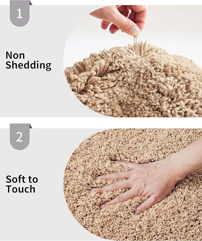 Beige Bathroom Rug 24x36 Non Slip Fluffy Bath Mat for Bathroom Floor Washable Plush Luxury Bath Rug for Tub Soft Shaggy Absorbent Shower Sink Mat