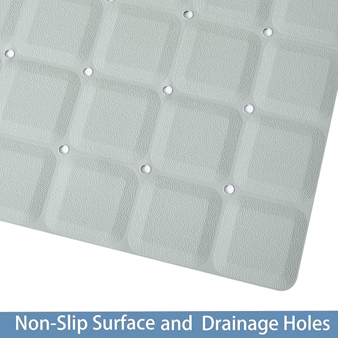 Foldable Silicone Bathtub Mat: Jumbo Size Heavy Duty Safety Bath Mat for Tub Without Suction Cups Non Slip Bath & Shower Mat for Textured, Reglazed, Refinished Tub (Grey, 35.8 x 17.7)