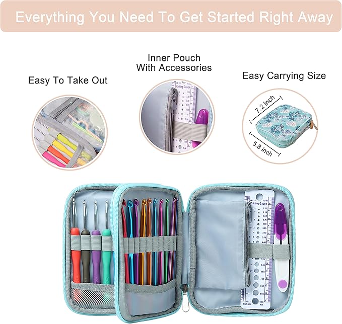 SHAXANO Crochet Hooks Kit with Case, 86-Piece, Ergonomic Crochet Needles Weave Yarn Kits DIY Hand Knitting Art Tools for Beginners and Experienced Crochet Lovers