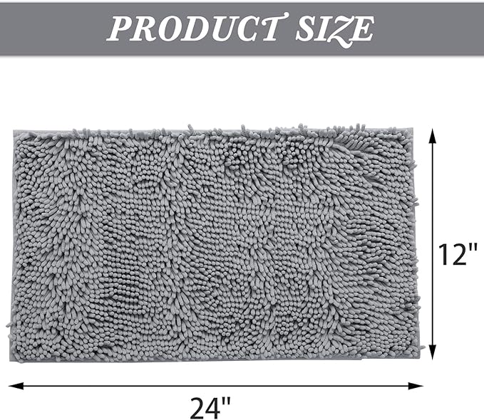 Non-Slip Bath Rug,Extra Soft Microfiber Bedroom Shag Carpet with Anti-Slip Backing,Water/Dust Absorbent Fast Dry Shower Mat,Sound Insulated Stairs Pad,Machine Washable (Darkgrey,12 x 24 Inches)