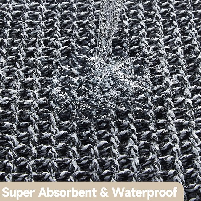 Black and White Bathroom Rugs, Waffle Bath Mat Non Slip Washable Super Absorbent Quick Dry Boho Farmhouse Bathroom Decor, 48"x24" Black and White