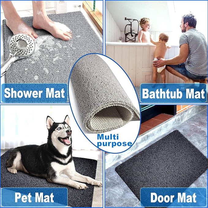 Shower Mats Non Slip for Elderly, 24x47’’Extra Lager Loofah Bath Mats for Shower, Non-Slip Bath for Elderly-Black