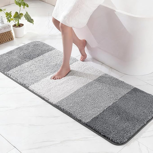 Exclusivo Mezcla Bathroom Rugs Mat 24x70, Extra Soft Non Slip Absorbent Water Microfiber Bath Rugs, Machine Washable Quick Dry Bath Mats for Bathroom Floor, Shower, Home Decor, Gradient Grey