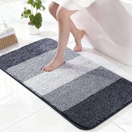 Exclusivo Mezcla Bathroom Rugs Mat 24x36, Extra Soft Non Slip Absorbent Water Microfiber Bath Rugs, Machine Washable Quick Dry Bath Mats for Bathroom Floor, Shower, Home Decor, Gradient Navy Blue
