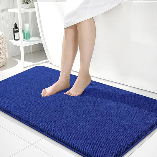 OLANLY Thick Memory Foam Bath Mat Rug 44x24, Extra Soft Absorbent Bathroom Rug, Quick Dry Bath Mats, Non-Slip, Machine Washable Carpet for Bathroom, Tub and Shower, Home Decor Accessories, Royal Blue