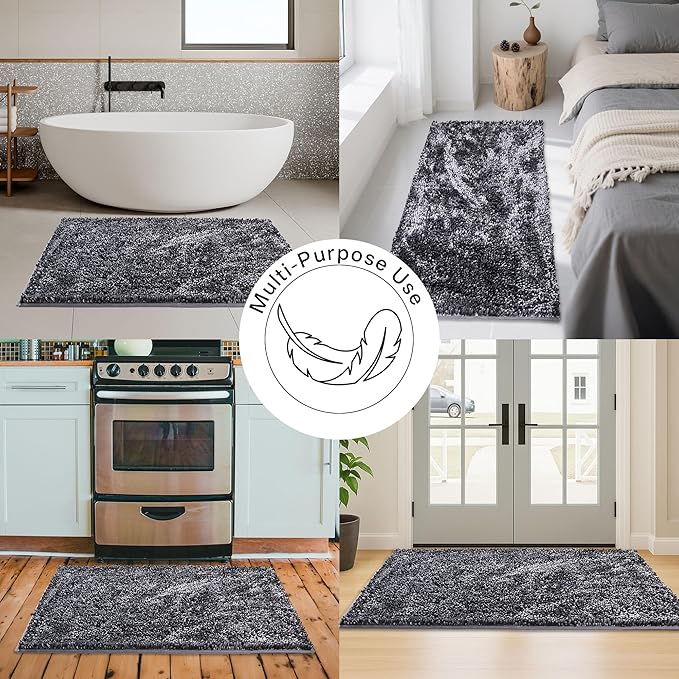 Bathroom Rug Mat 30x60, Thick Soft Chenille Bath Rug Washable, Quick Dry Absorbent Non Slip Bath Mat with Rubber Backing for Bathtub Shower Floor