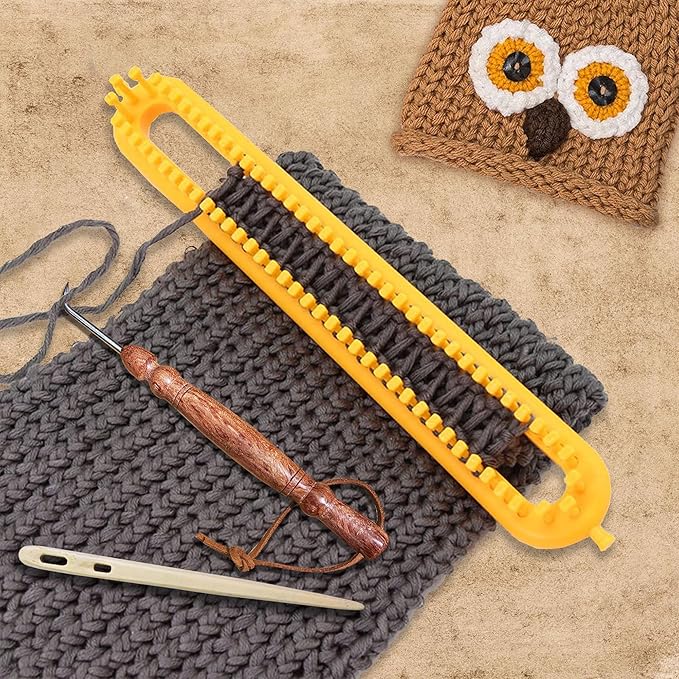 Savina Set 2 Knitting Loom Hook & Bone Nalbinding Needle - Multipurpose Weaving/Knitting/Stitching Needles for DIY & Crochet