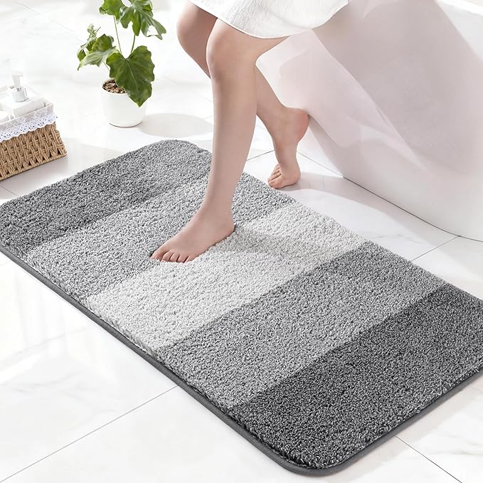 Exclusivo Mezcla Bathroom Rugs Mat 24x36, Extra Soft Non Slip Absorbent Water Microfiber Bath Rugs, Machine Washable Quick Dry Bath Mats for Bathroom Floor, Shower, Home Decor, Gradient Grey