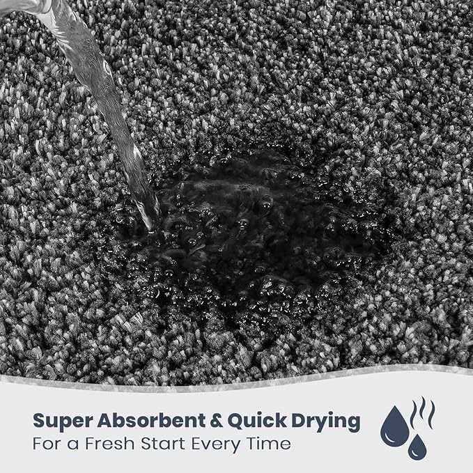 PURRUGS Bathroom Rug Non-Slip Machine Washable 30" x 46", Super Absorbent and Quick Dry Shaggy Microfiber Bath Mat, Extra Soft and Plush Bath Rug for Bathtub, Shower and Sink, Charcoal