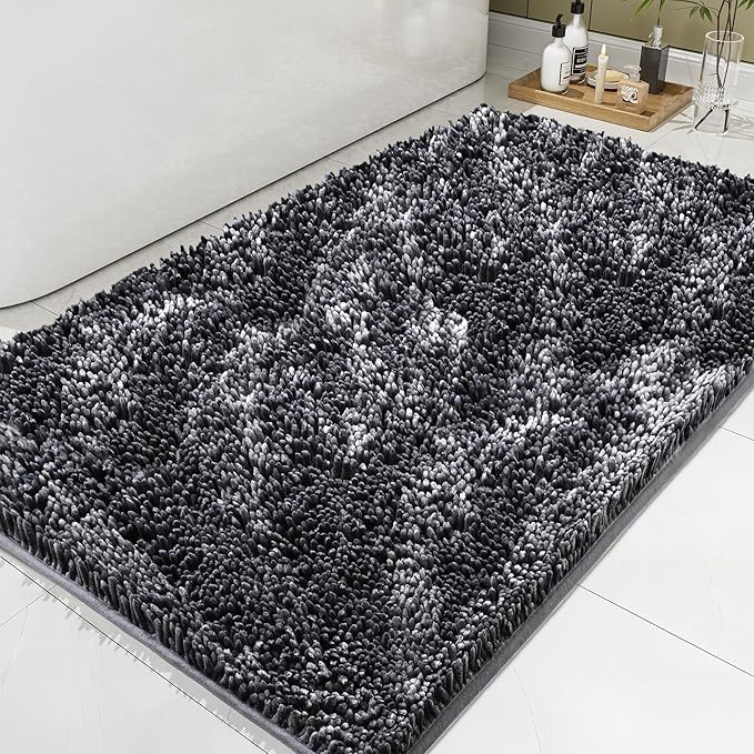 Bathroom Rug Mat 36x72, Thick Soft Chenille Bath Rug Washable, Quick Dry Absorbent Non Slip Bath Mat with Rubber Backing for Bathtub Shower Floor