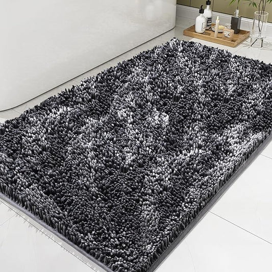 Bathroom Rug Mat 48x72, Thick Soft Chenille Bath Rug Washable, Quick Dry Absorbent Non Slip Bath Mat with Rubber Backing for Bathtub Shower Floor