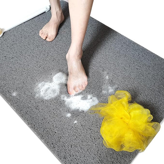 Shower Mats Non Slip for Elderly, 24x47’’Extra Lager Loofah Shower Mat, Loofah Bath Mats for Shower, Non-Slip Bath Mat for Elderly-Grey