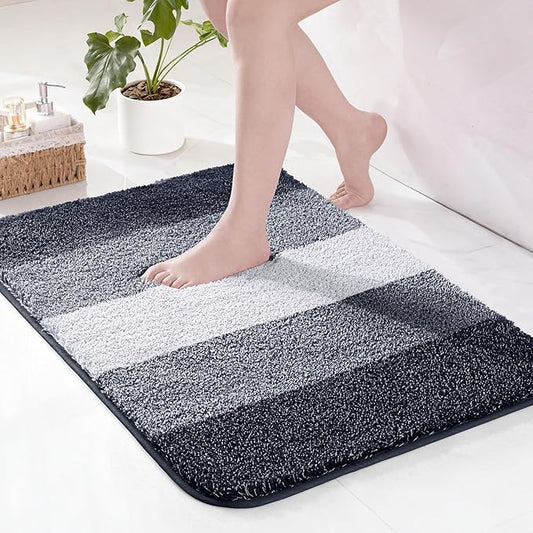 Exclusivo Mezcla Bathroom Rugs Mat 17x24, Extra Soft Non Slip Absorbent Water Microfiber Bath Rugs, Machine Washable Quick Dry Bath Mats for Bathroom Floor, Shower, Home Decor, Gradient Navy Blue