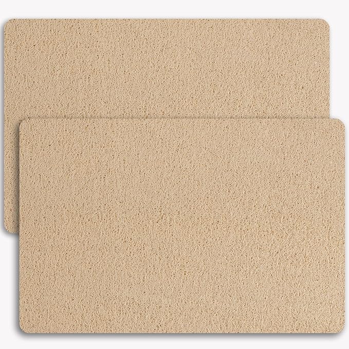 Non-Slip Bathtub Mat, 2 Pack Anti Slip Shower Mat, Fast Drying Bathtub Mats, Foot Scrubber Mat, Anti Slip Mat for Tub, Floor, Bathroom, Kitchen, Home, Hotel (Beige 24"×16"+24"×16")