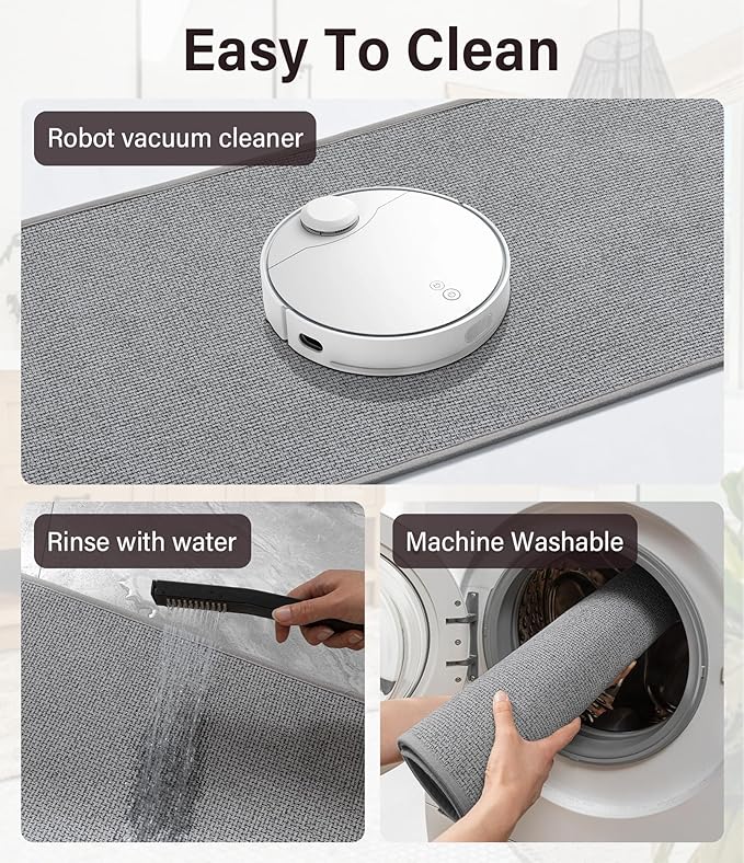 YIHOUSE Bathroom Rugs Mat 24x59, Non Slip Quick Dry Bath Mats for Bathroom Absorbent Ultra Thin Bath Rugs Machine Washable Fit Under Door for Sink, Cabinet, Laundry (Grey, 24"x59")