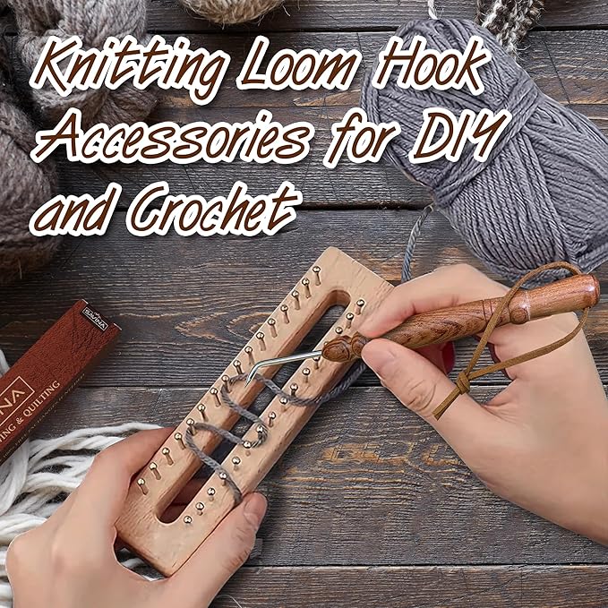 Savina Knitting Loom Hook Accessories for DIY and Crochet. Handcrafted Wooden Handle & Designed for Knitters Need. Knitting Tool for Making Hats, Scarves, Socks & Sweaters
